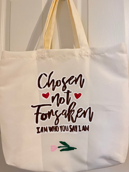 Chosen not forsaken reusable tote bag